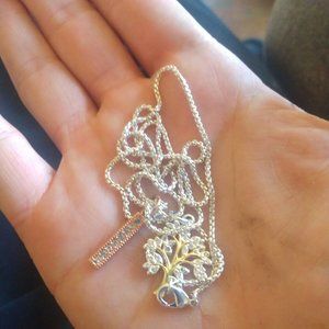 Silver and rose gold diamond necklace